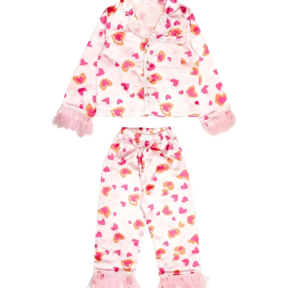 LEV HEART SILK BUTTON DOWN AND PANTS SET