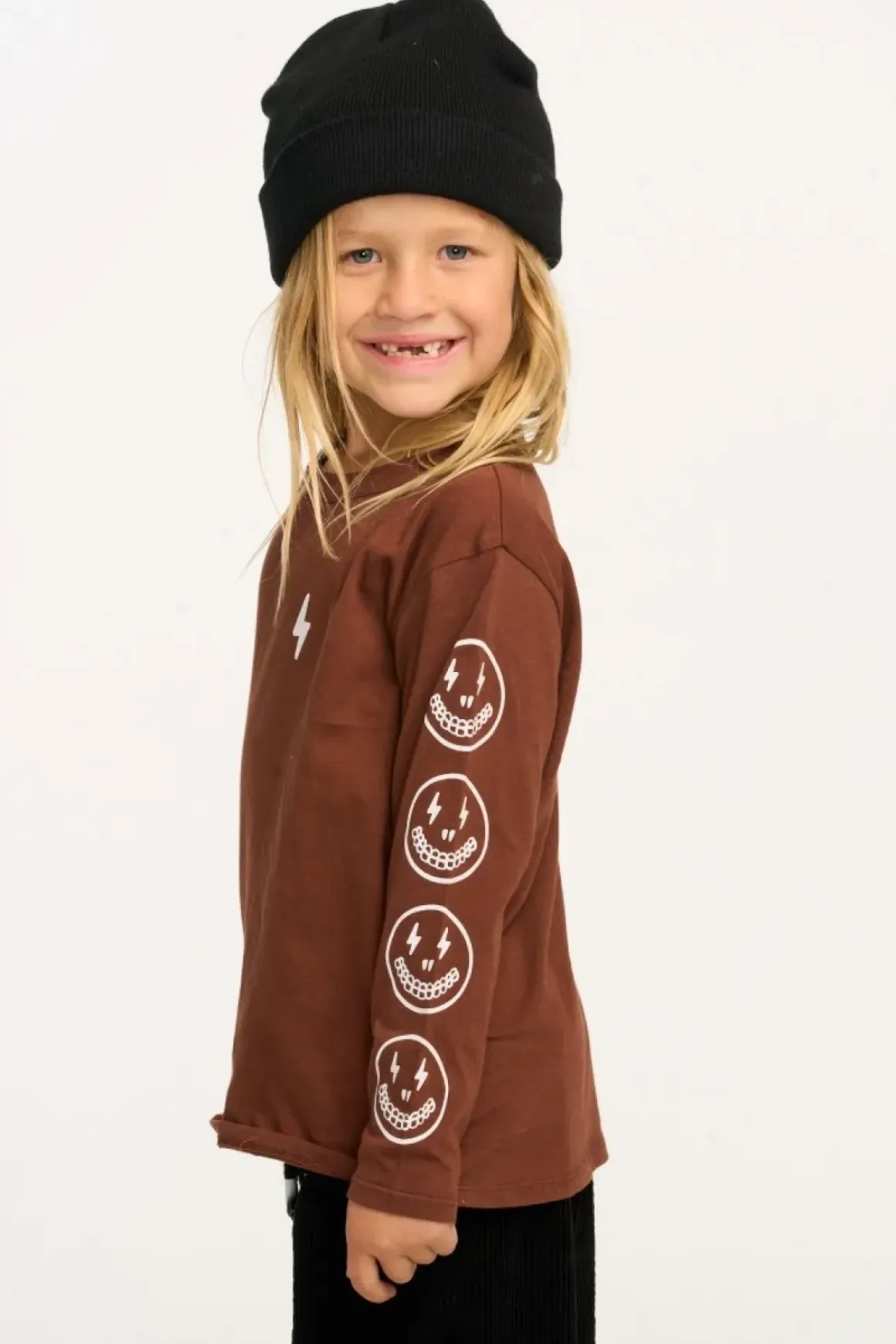 LIGHTNING SMILEY FACE LONG SLEEVE TSHIRT