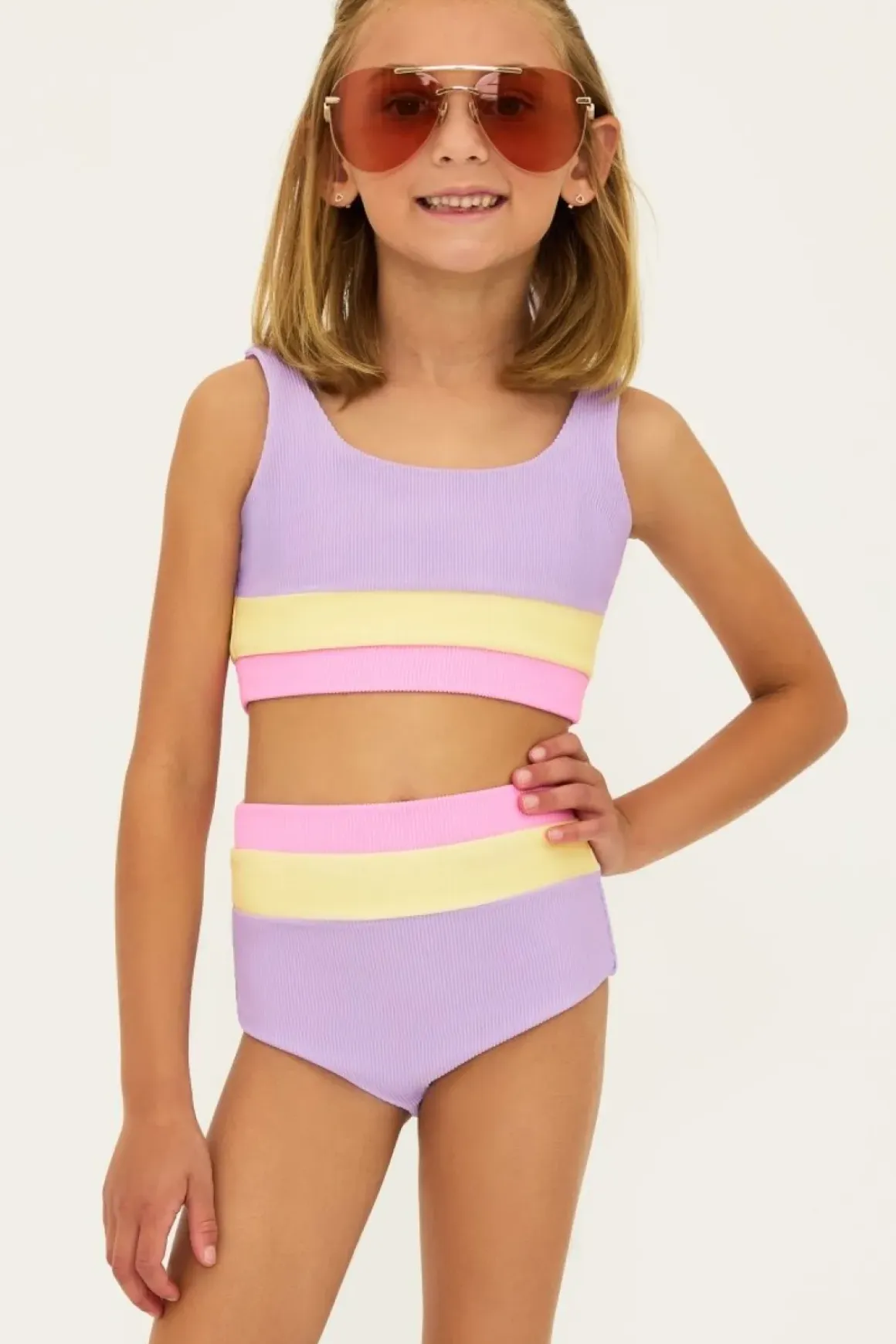 LIL MACKENZIE HEIDI COLOR BLOCK TWO PIECE BIKINI