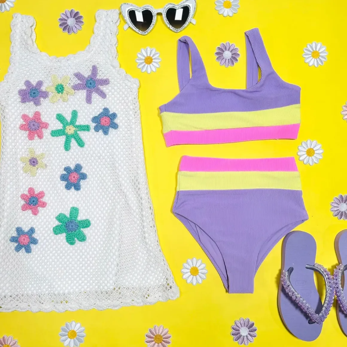 LIL MACKENZIE HEIDI COLOR BLOCK TWO PIECE BIKINI