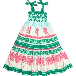 LITTLE CAMI TROPICAL PALM DRESS