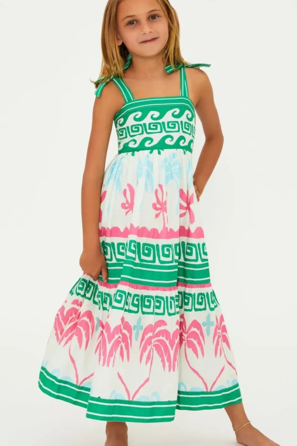 LITTLE CAMI TROPICAL PALM DRESS