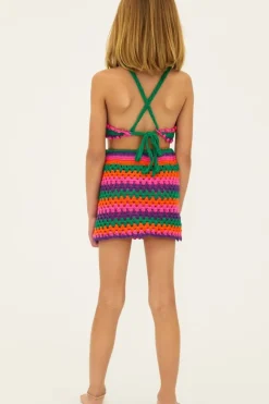 LITTLE CARMEN TECHNICOLOR CROCHET HALTER TOP AND SKIRT SET