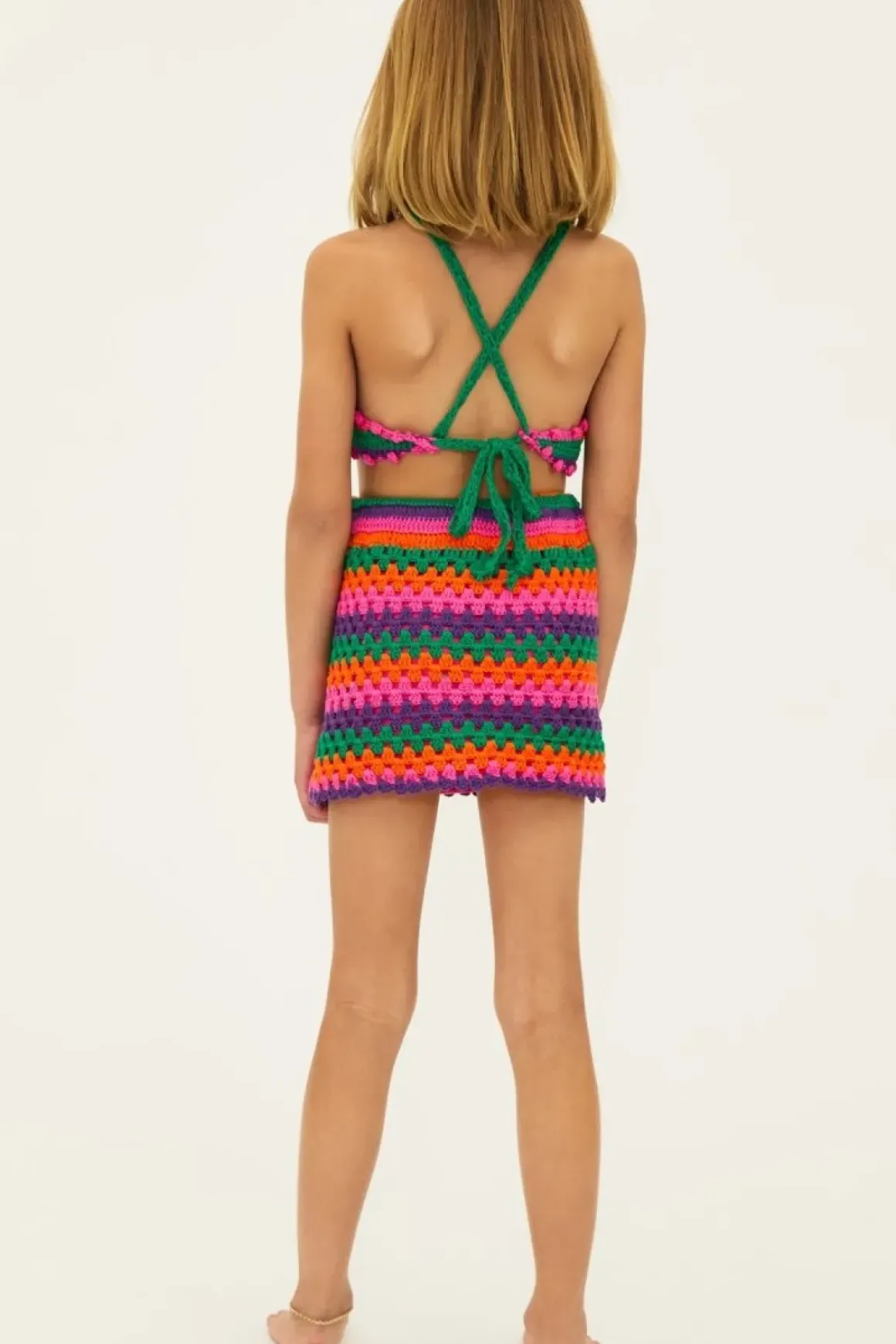 LITTLE CARMEN TECHNICOLOR CROCHET HALTER TOP AND SKIRT SET