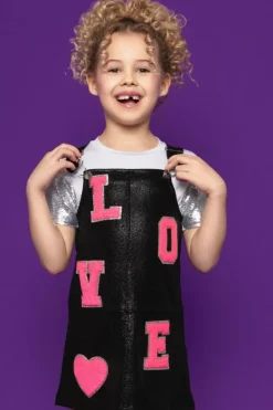 LOVE PATCHES OVERALL DRESS