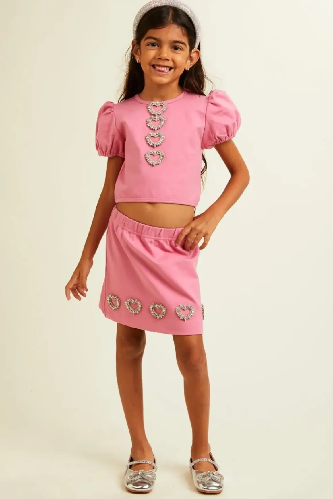 MANHATTAN HEARTS PUFF SLEEVE TOP AND SKIRT SET