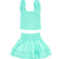 MARIEL MINT CRUSH SMOCKED TOP AND RUFFLE SKIRT