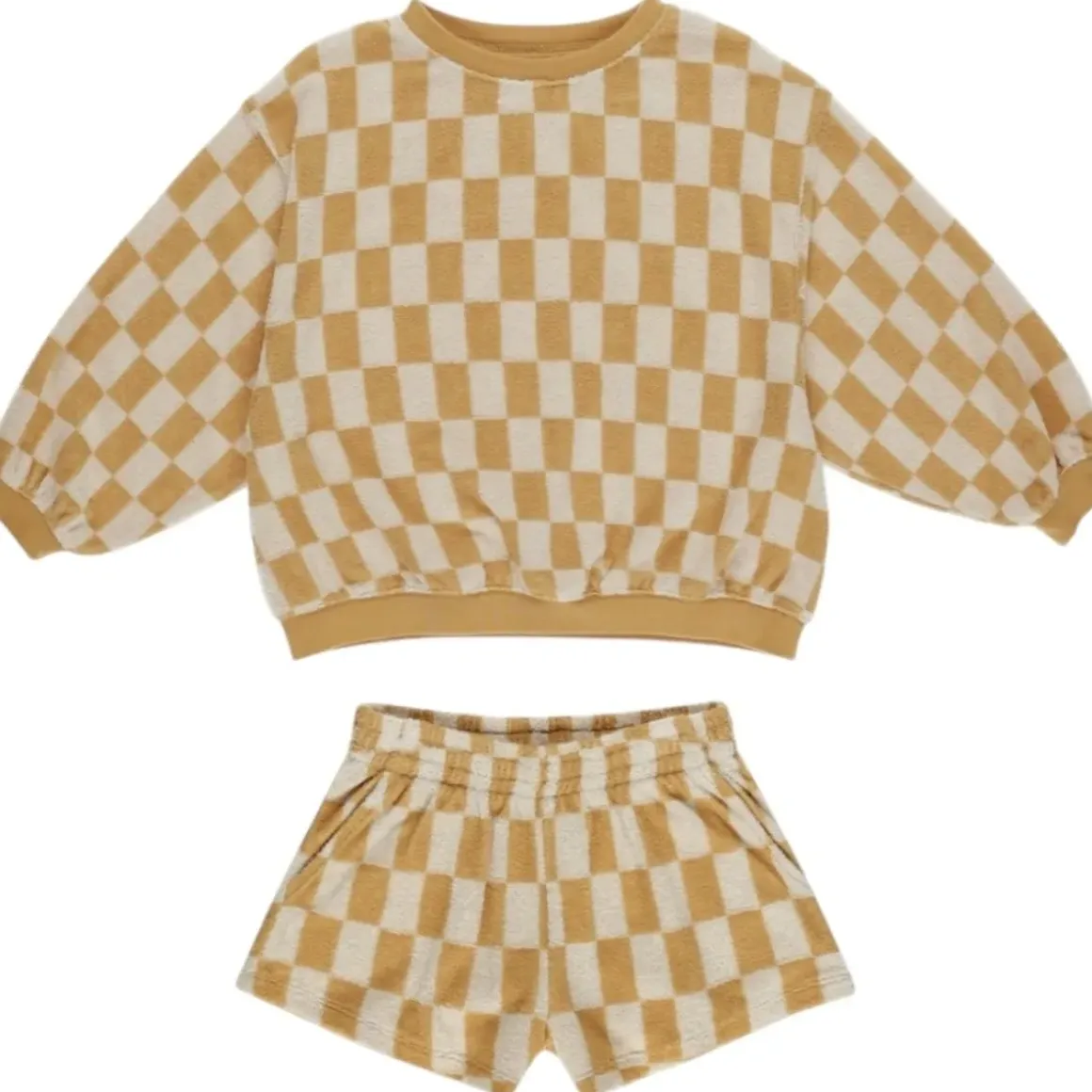 MARIGOLD CHECK SUMMER SWEATSHIRT AND SHORTS SET