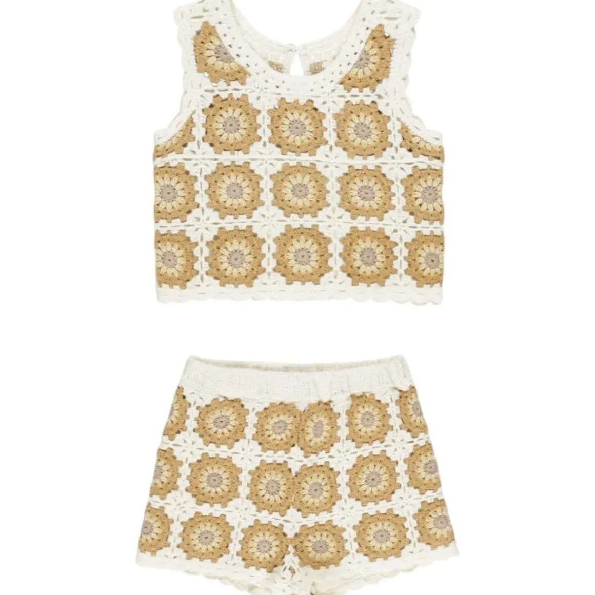 MARIGOLD DAISY CROCHET TANK AND SHORTS SET