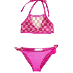 METALLIC CHECKERED HALTER TWO PIECE BIKINI