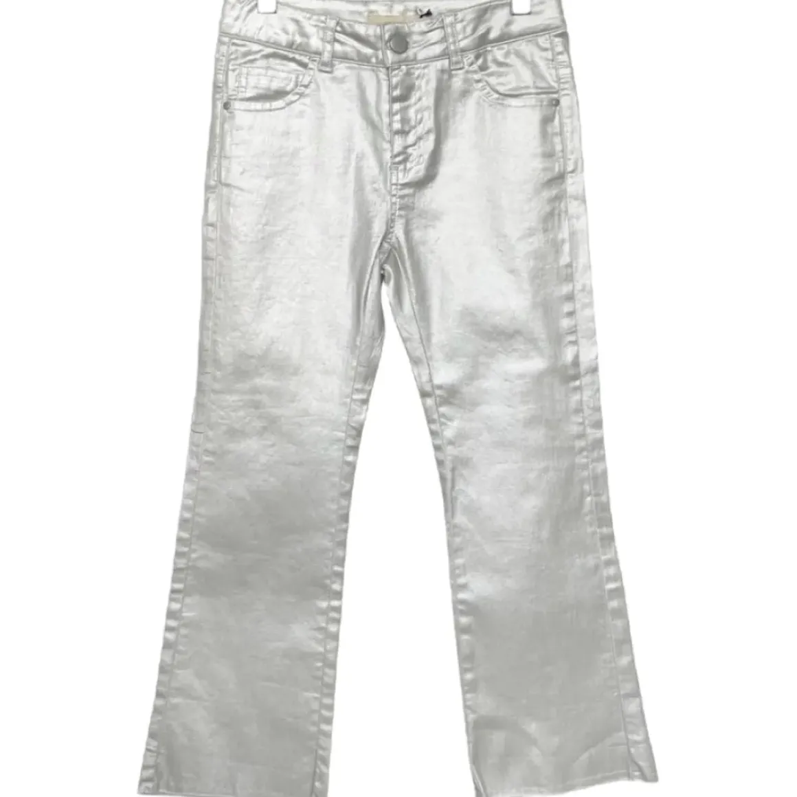 METALLIC DENIM PANTS