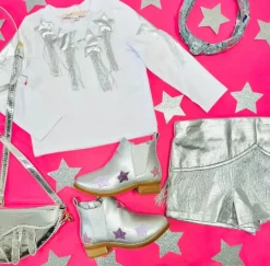 METALLIC FRINGE SHORTS