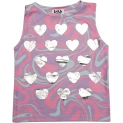 METALLIC HEARTS SWIRL HACHI TANK TOP