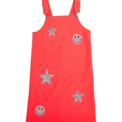 METALLIC PATCHES NEON OVERALL DRESS