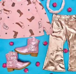 METALLIC PLEATHER FLARE LEGGINGS