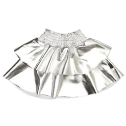METALLIC PLEATHER TIERED SKIRT