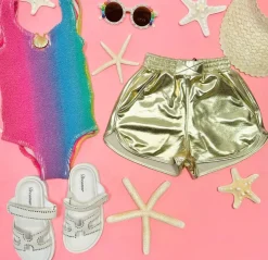 METALLIC RUNNING SHORTS