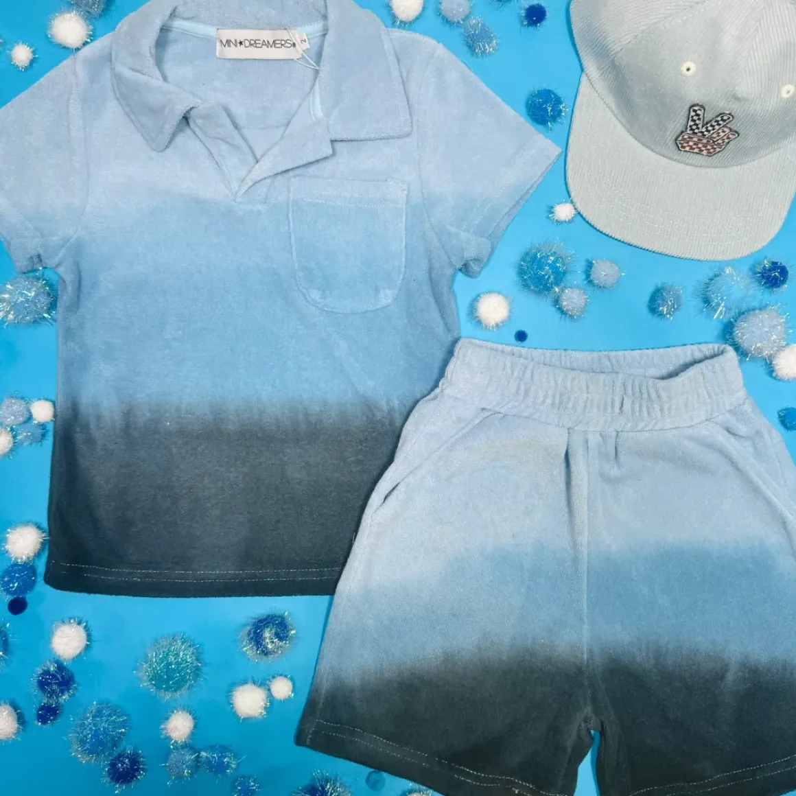 MICAH DIP DYE TERRY TOP AND SHORTS SET