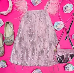 MILA SEQUIN FEATHER DRESS