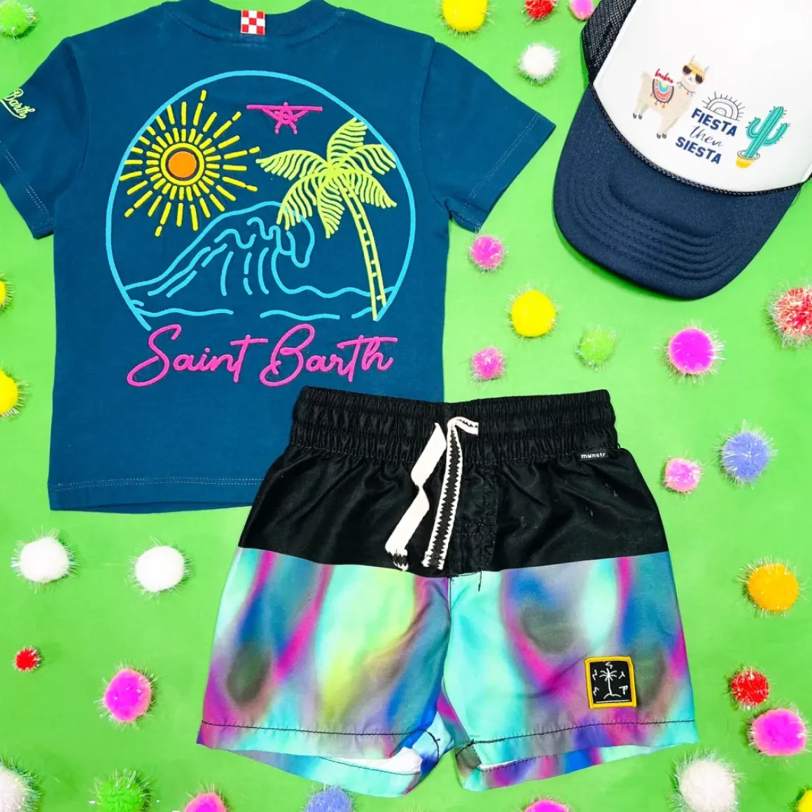 MINT CLOUD TIE DYE SWIM TRUNKS