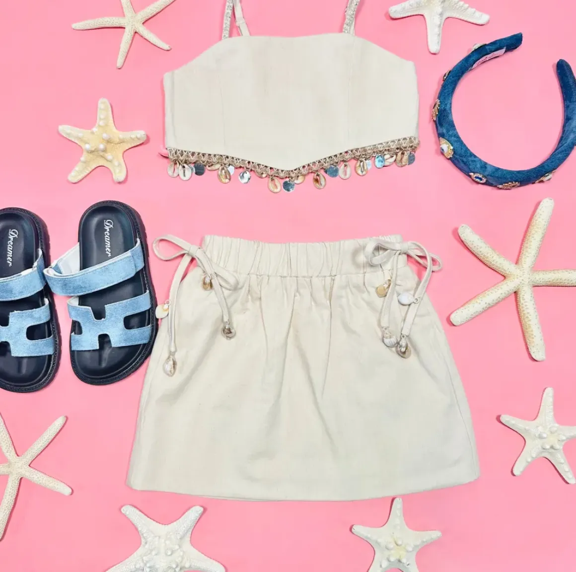 MYKONOS SEASHELLS TANK AND SKIRT SET