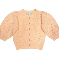 OPEN KNIT PUFF SLEEVE CARDIGAN