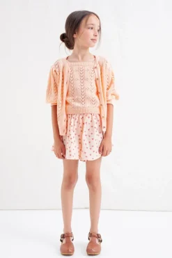OPEN KNIT PUFF SLEEVE CARDIGAN