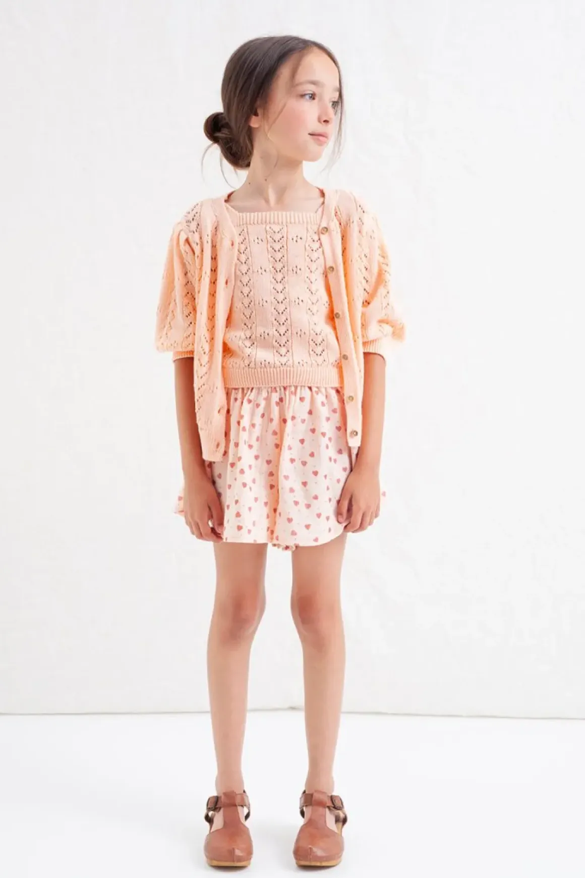 OPEN KNIT PUFF SLEEVE CARDIGAN
