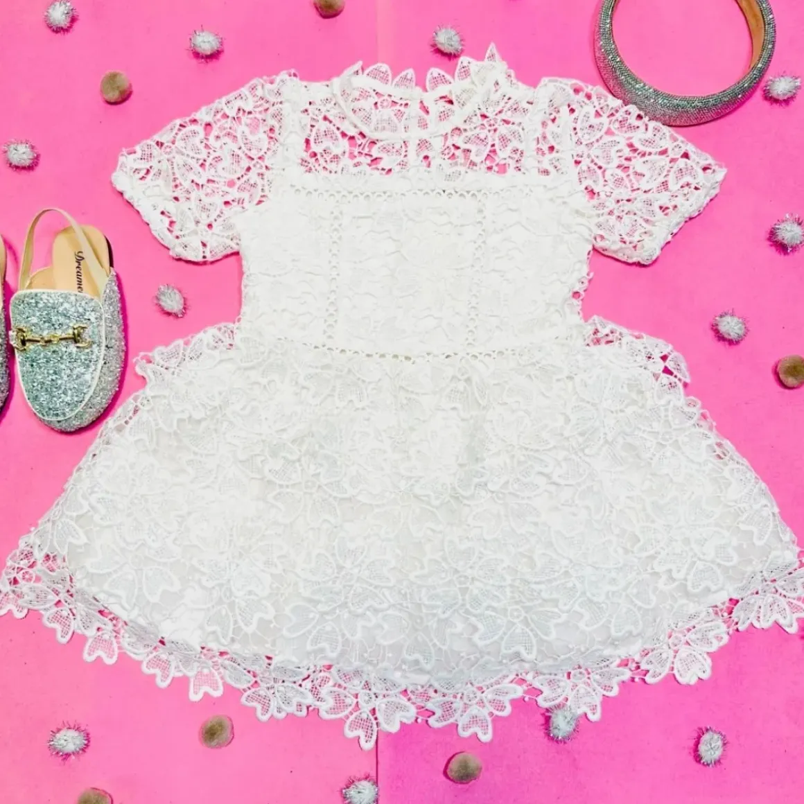 OTILLIE LACE APPLIQUE DRESS