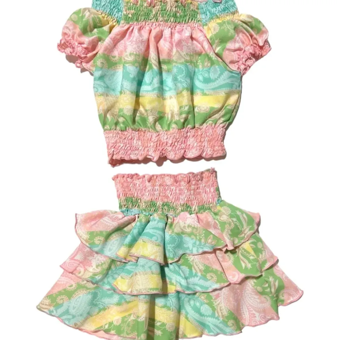 PAISLEY TOP AND RUFFLE SKIRT SET