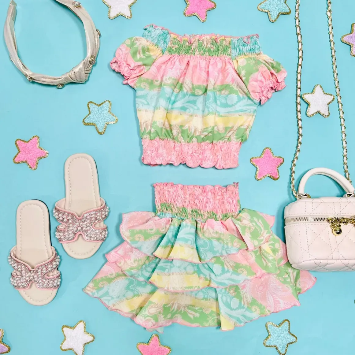 PAISLEY TOP AND RUFFLE SKIRT SET