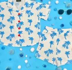 PALM TREES BUTTON DOWN TOP