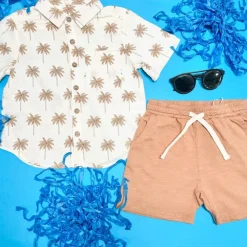 PARADISE PALM TREE BUTTON DOWN TOP