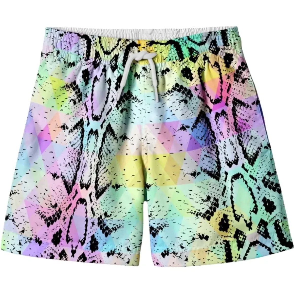 PASTEL TIE DYE SNAKESKIN SWIM TRUNKS