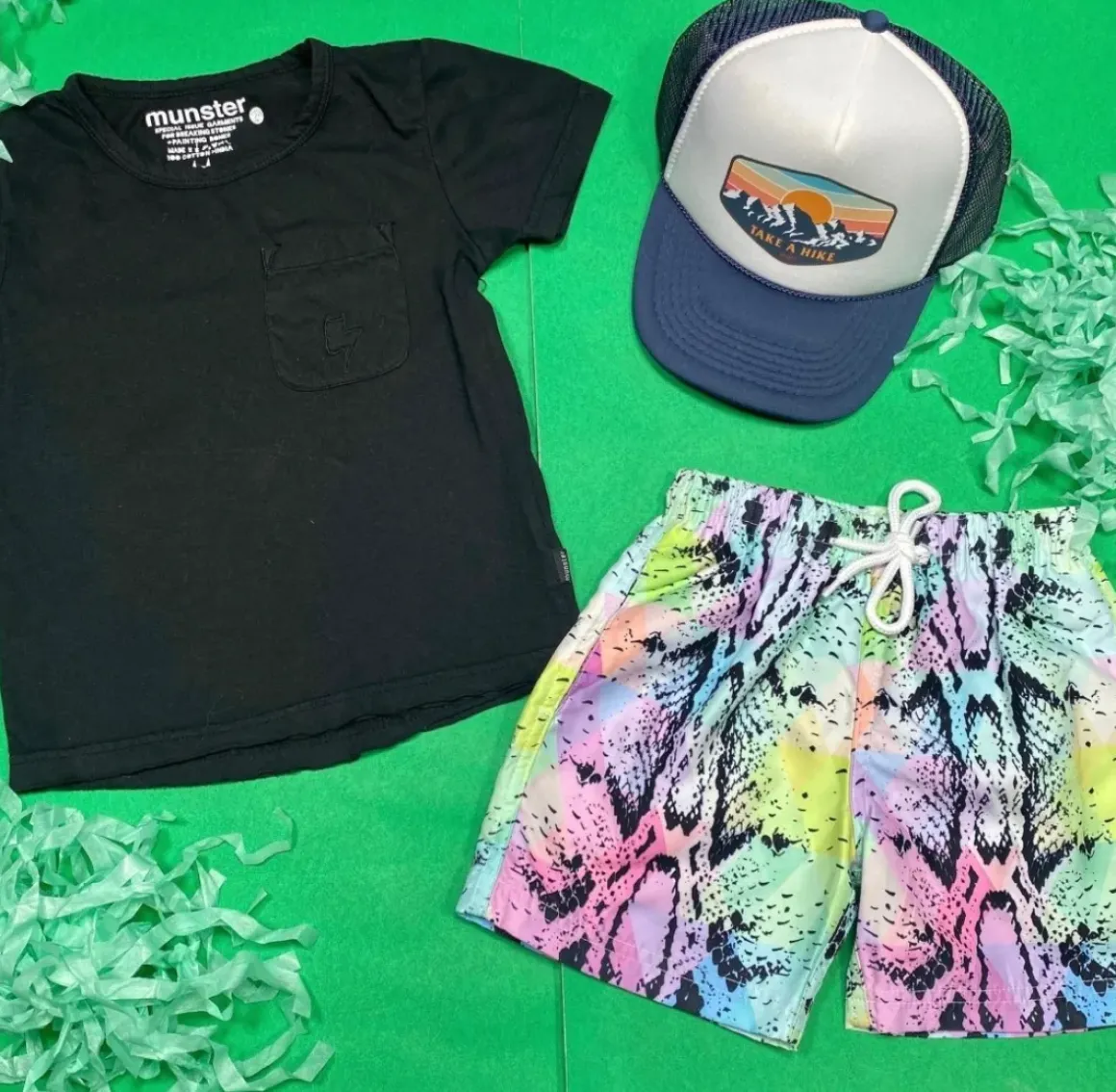 PASTEL TIE DYE SNAKESKIN SWIM TRUNKS