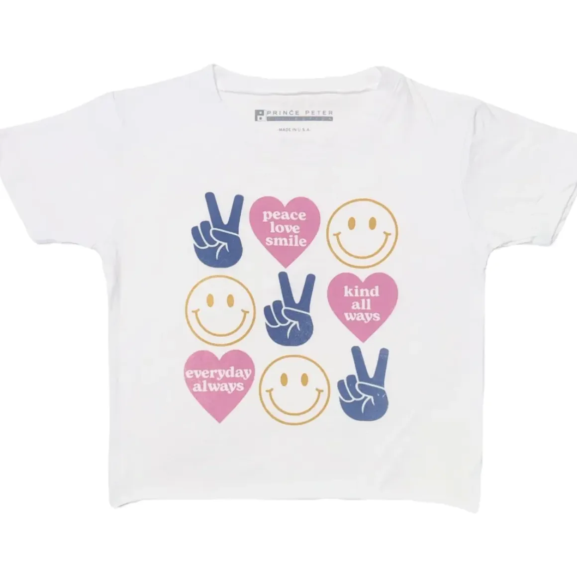 PEACE LOVE SMILE CROP TSHIRT