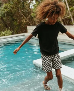 PEANUTS CHECKERED SWIM TRUNKS