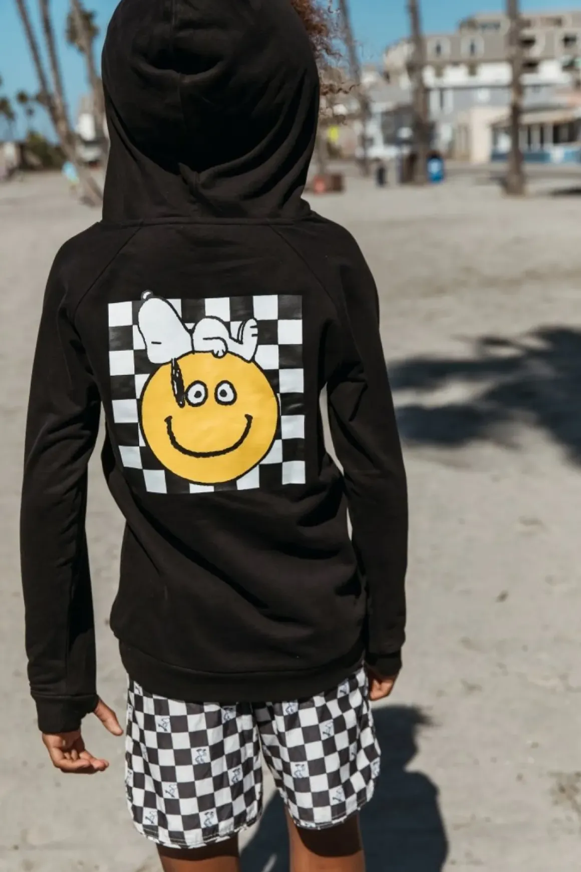 PEANUTS CHECKERED SWIM TRUNKS