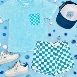 PEANUTS SNOOPY CHECKERED SWIM TRUNKS