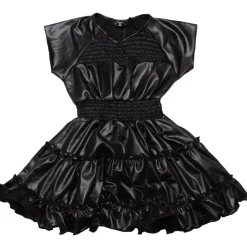 PLEATHER SMOCKED DRESS