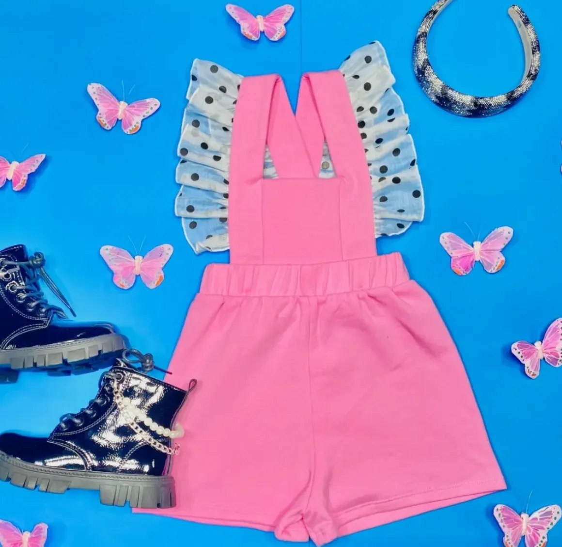 POLKA DOT FRILL ROMPER W/ REMOVABLE STRAPS