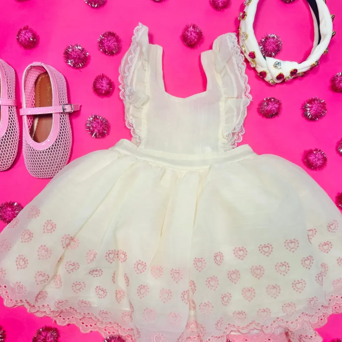 PROVENCE EYELET HEARTS DRESS