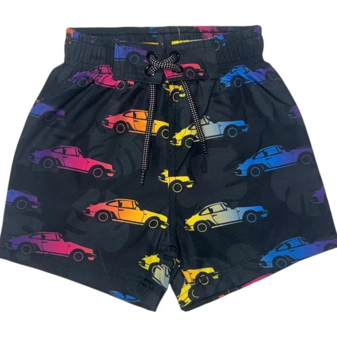 RACE CARS & PALM TREES SWIM TRUNKS