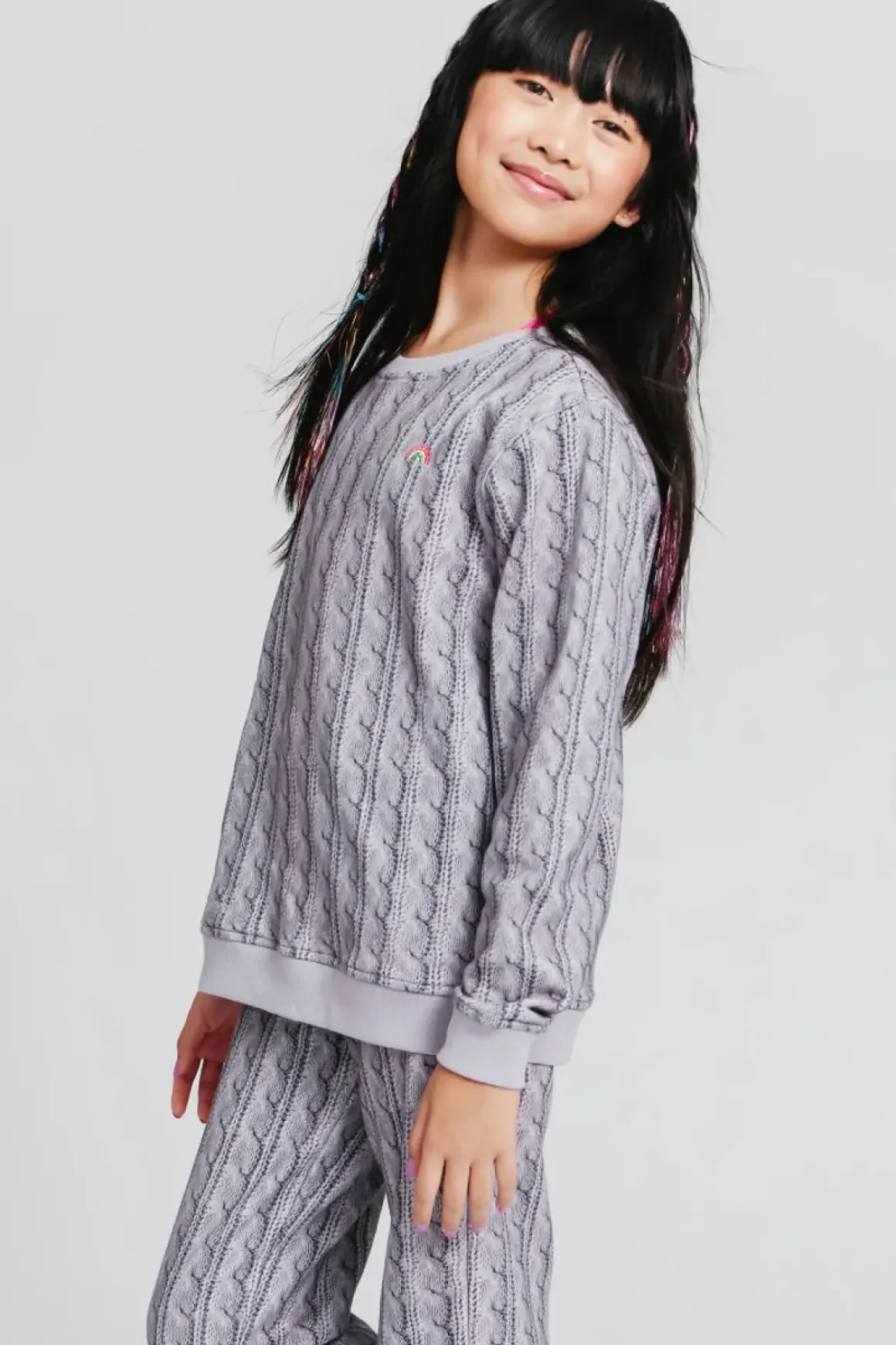 RAINBOW CABLE KNIT PRINT SWEATPANTS