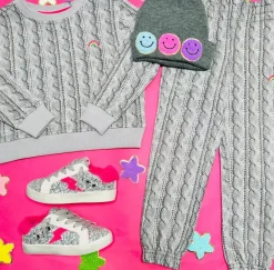 RAINBOW CABLE KNIT PRINT SWEATPANTS