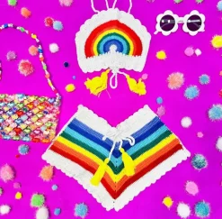 RAINBOW CROCHET TOP AND SHORTS SET