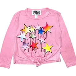 RAINBOW DRIP STARS LONG SLEEVE TIE TSHIRT