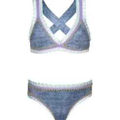 RAINBOW EMBROIDERED TRIANGLE TWO PIECE BIKINI