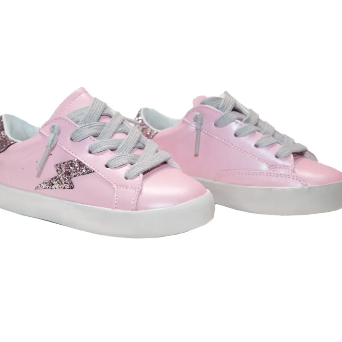 ROSE GLITTER LIGHTNING BOLT SNEAKERS