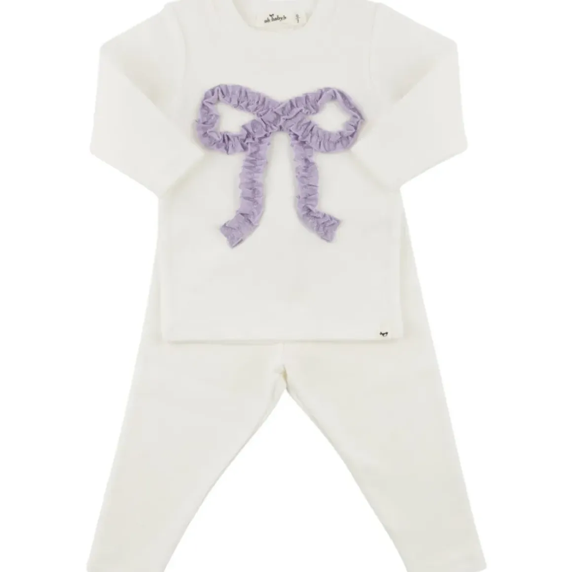 RUFFLE BOW LONG SLEEVE TOP AND LEGGINGS SET